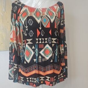 Tribal Print Off-Shoulder Women's Top